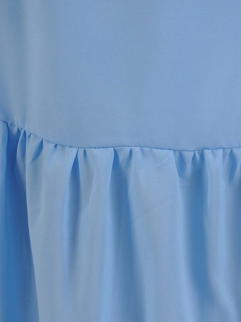 Wizytowa błękitna sukienka rozkloszowana maxi z długim rękawem – kopertowy dekolt wysmuklający sylwetkę 26837