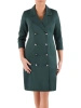 Zielona elegancka sukienka o kroju żakietowym – stylowy dekolt z kołnierzem i ozdobne guziki 17916