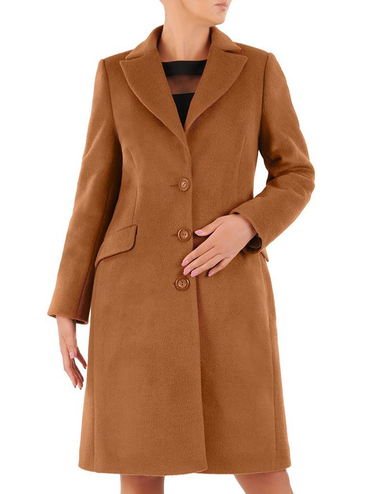Klasyczny brązowy płaszcz damski 27231