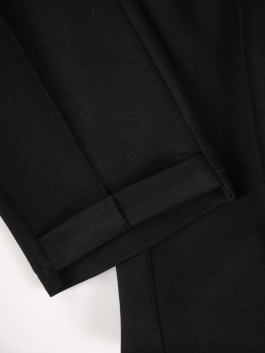 Stylowy komplet damski z bluzą na zamek i prostymi spodniami – dwukolorowy design optycznie wydłużający 38761