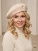 Beret damski kremowy z wełny merynosów - elegancki dodatek jesienno-zimowy 40899