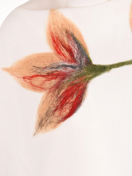Elegancki szal damski do sukienki i płaszcza, prostokątny – stylowy motyw florystyczny z frędzlami 42170