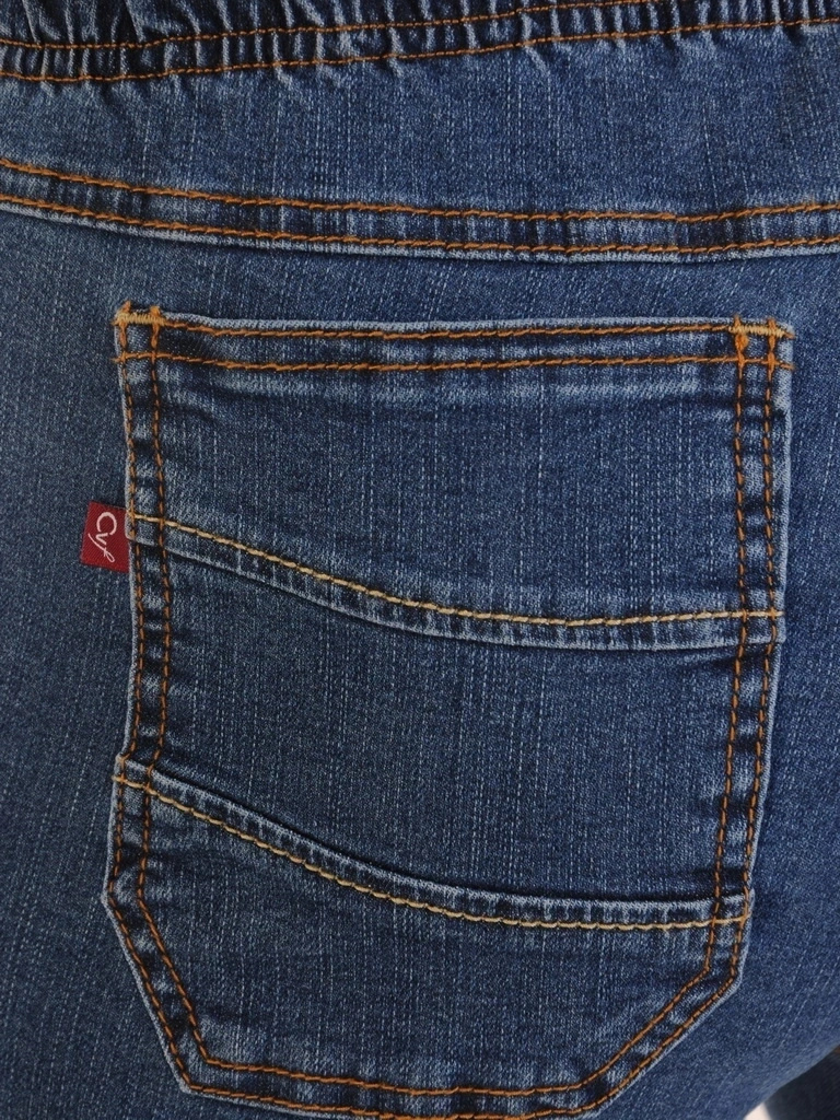 Dopasowane spodnie jeansowe damskie – wygodna gumka w pasie podkreślająca talię 34898