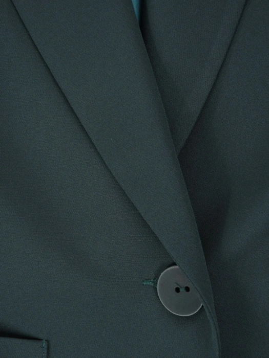 Elegancki żakiet damski do sukienki w kolorze butelkowej zieleni – swobodny, luźny fason 41961