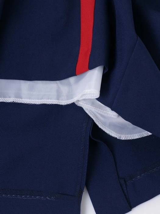 Elegancka granatowa sukienka do pracy z dekoltem w serek – prosty krój wysmuklający sylwetkę 6053