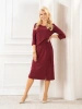 Bordowa sukienka wizytowa o prostym fasonie z rękawem 3/4 – stylowa narzutka modelująca sylwetkę 36788