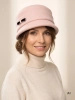 Elegancki beżowy kapelusz damski cloche na jesień – ocieplany model z ozdobną kokardą 42726