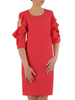 Sukienka z tkaniny, koralowa kreacja z modnymi rękawami 20877.