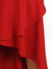 Czerwona sukienka z falbanami, wieczorowa kreacja z dekoltem carmen 18918