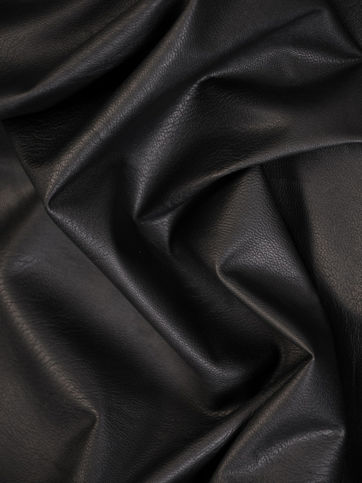 Czarna sukienka wizytowa, rozkloszowana kreacja z ekoskóry 31414