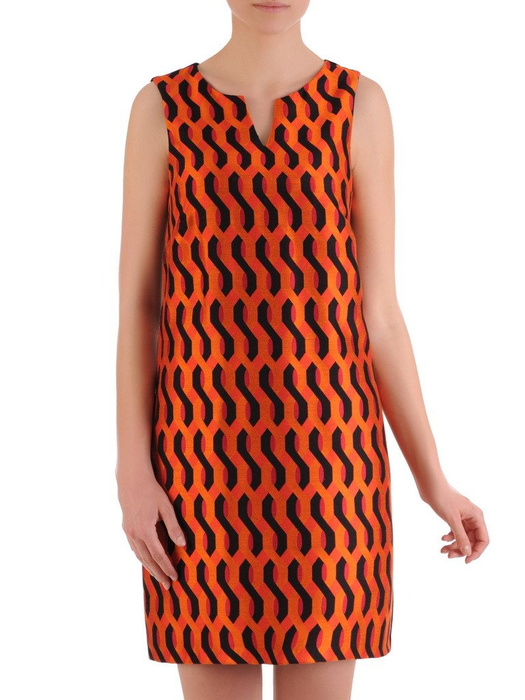 Sukienka z tkaniny, wiosenna kreacja w geometrycznym wzorze 20897.