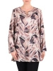 Stylowa bluzka plus size beżowo-kremowa w abstrakcyjny wzór – swobodny krój optycznie wysmuklający 41075