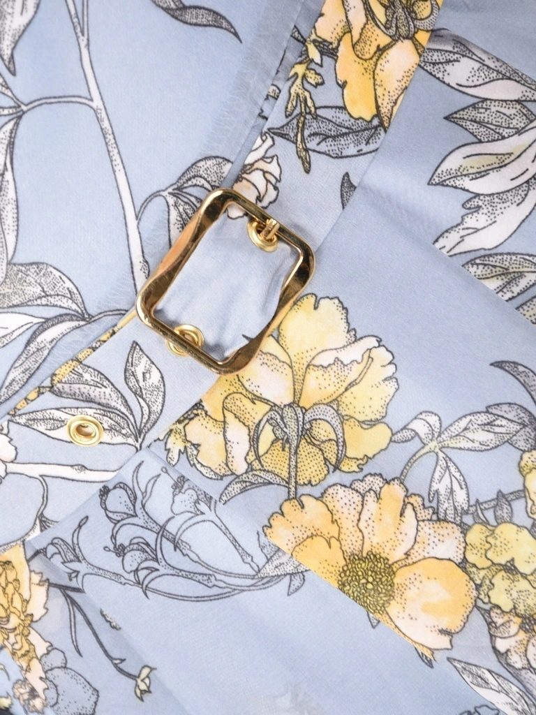 Elegancka sukienka maxi rozkloszowana w kwiaty – wysmuklający fason z plisowanym dołem 41200