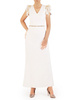 Biała sukienka maksi, kreacja z ozdobnymi rękawami 30461