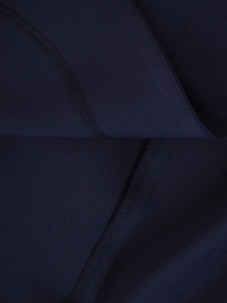 Elegancka granatowa sukienka kopertowa z rękawem 3/4 – wyszczuplające zaszewki i wiązanie w pasie 22213