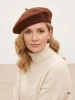 Elegancki beret damski wełniany fason francuski brązowy – ponadczasowy model zimowy z antenką 40888