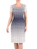 Elegancka sukienka midi w kontrastowy print o prostym kroju – wysmuklająca sylwetkę kreacja do biura 41544
