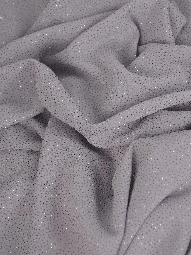 Popielata sukienka rozkloszowana midi z brokatowym zdobieniem – lekko układa się w tańcu 21716