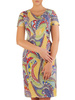 Sukienka w geometryczny wzór, prosty fason z dekoltem w serek 25957