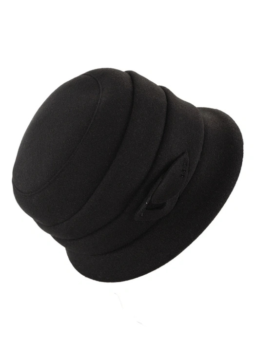 Elegancki kapelusz cloche czarny z ozdobną wstawką – modny model damski z krótkim rondem i regulacją obwodu 40911