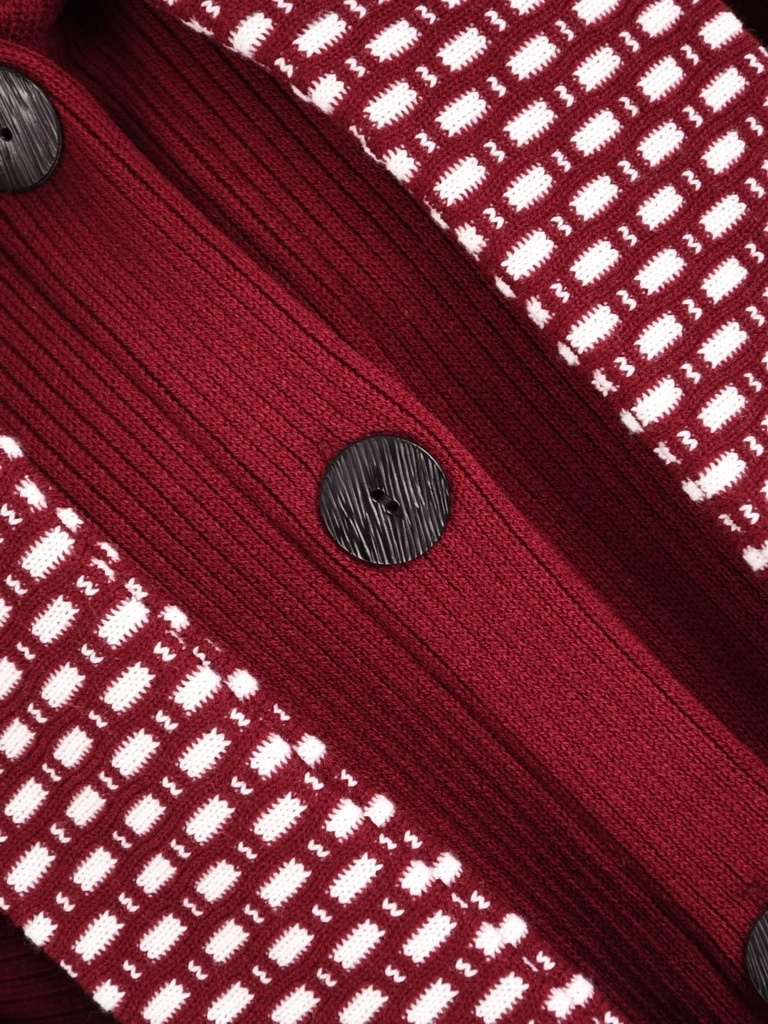 Elegancki sweter damski w odcieniu bordo – luźny, swobodny krój z dekoracyjnym wiązaniem 42164