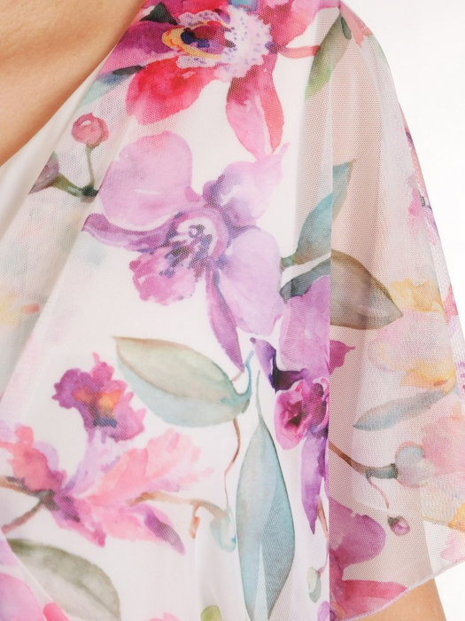 Sukienka damska w kwiaty, kreacja z szyfonu i tkaniny 29231