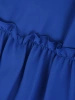 Elegancka chabrowa sukienka rozkloszowana midi – akcentująca talię kreacja z falbanami 25986