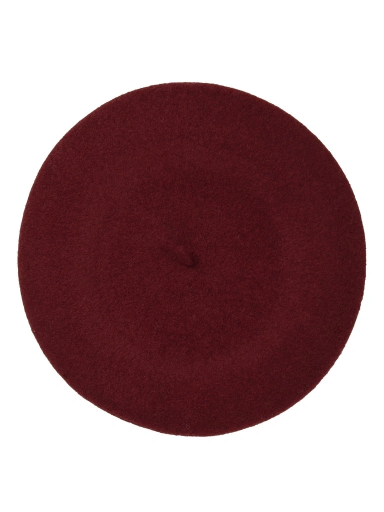 Elegancki beret damski wełniany bordowy – fason francuski z antenką, modne nakrycie głowy na zimę 40890