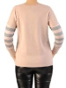Elegancki sweter damski w paski beżowo-szary – prosty fason ze wstawkami wyszczuplającymi 34824