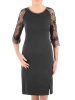 Czarna wizytowa sukienka midi o prostym kroju – elegancki dekolt łódka i efektowne rękawy 37388