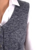 Elegancka sukienka midi bez rękawów granatowa – prosty fason z kieszeniami i guzikami 37236