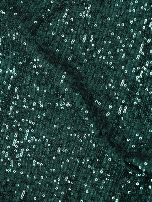 Zielona suknia wieczorowa maxi na andrzejki i sylwestra – rozkloszowany fason z cekinami podkreślający talię 40189