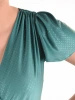 Butelkowozielona sukienka maxi w groszki – rozkloszowany fason z kopertowym dekoltem i paskiem 40122
