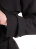 Elegancki czarny płaszcz damski trencz – klasyczny fason z wiązaniem podkreślający talię 41305
