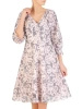 Elegancka sukienka rozkloszowana midi w kwiaty – zwiewne rękawy 3/4 modelujące sylwetkę 29345