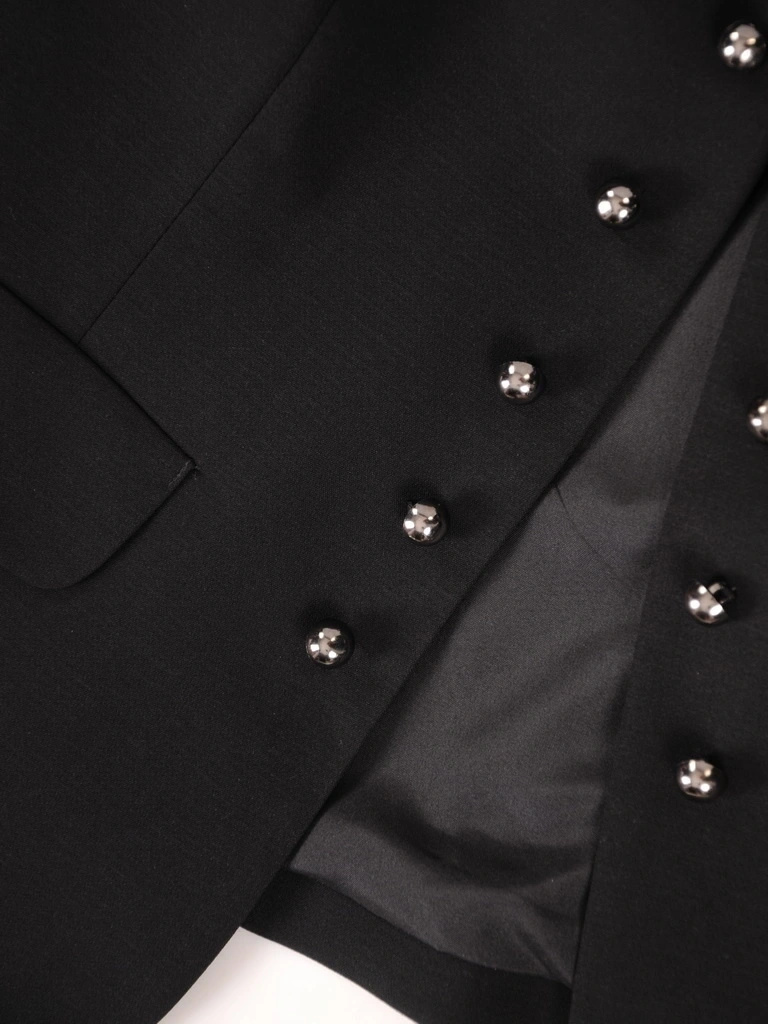 Elegancka czarna marynarka damska ze stójką – prosty fason idealny do sukienki i stylizacji wizytowych 37010