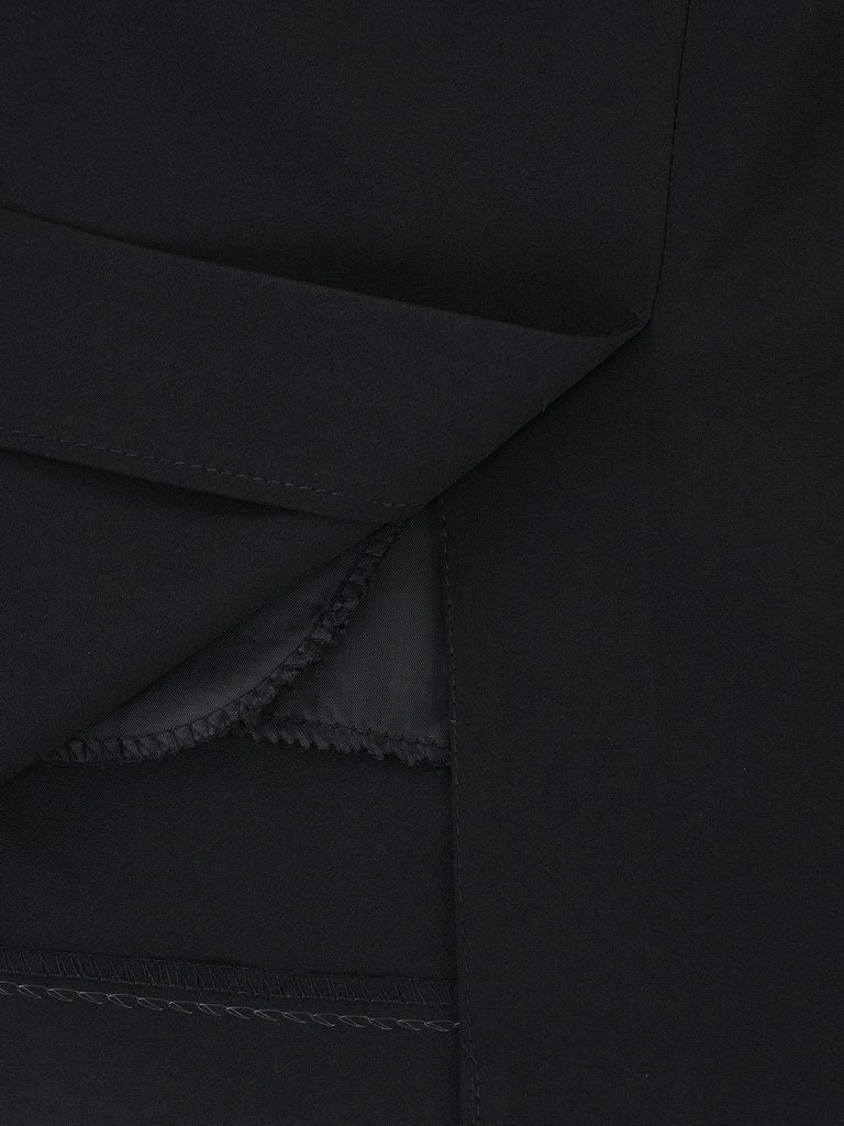 Elegancka czarna spódnica midi o prostym kroju – model z rozcięciem i podszewką na jesień i zimę 3475