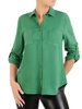 	Zielona koszula damska z podwijanymi rękawami 33058