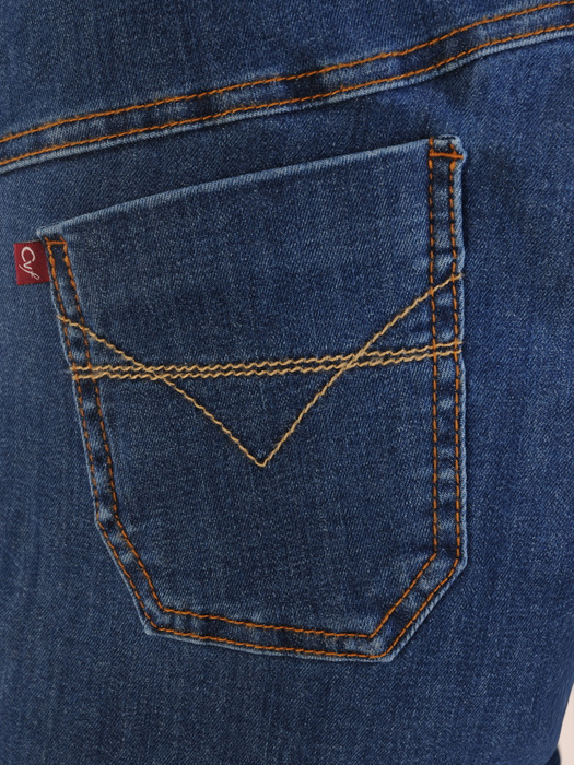 Dżinsowe spodnie damskie z gumą w pasie 34897