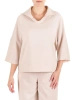 Jasnobeżowa bluzka oversize z rękawami kimono 3/4 – swobodny fason idealny na lato i tuszujący sylwetkę 41996