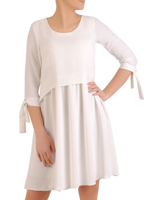 Sukienka koktajlowa, biała kreacja w luźnym fasonie 28868