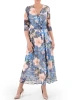 Elegancka rozkloszowana sukienka maxi w kwiaty – wysmuklający kopertowy dekolt i rękaw 3/4 37956