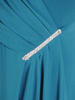 Morska sukienka midi, elegancka kreacja z rozcięciem 30123