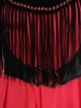 Elegancka sukienka trapezowa maxi amarantowa – tuszujący krój z efektowną klamrą 11642