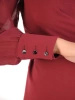 Bordowa sukienka wizytowa o prostym kroju – zwiewne rękawy i marszczenie modelujące sylwetkę 34268