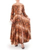 Jesienna sukienka maxi w zwierzęcy print – rozkloszowany fason z długim rękawem 34084