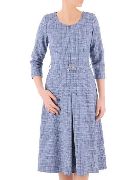 Sukienka z tkaniny, modna kreacja z suwakiem na dekolcie 31300