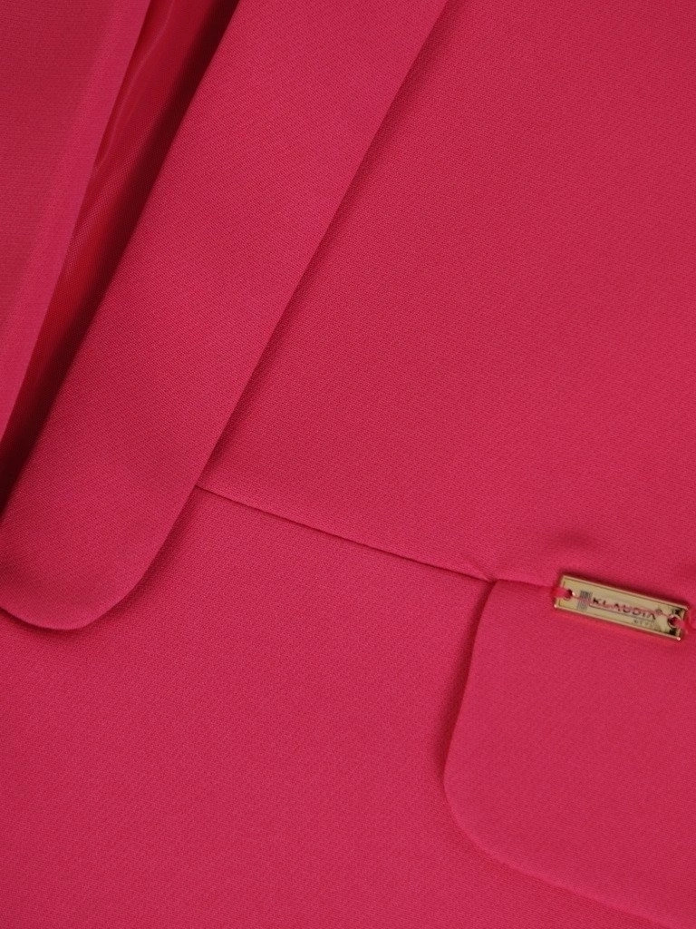Elegancki żakiet damski na wesele amarantowy – prosty fason z kieszeniami do wizytowych stylizacji 21046