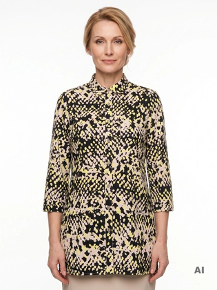 Elegancka koszula damska oversize w zwierzęcy print – swobodny fason maskujący niedoskonałości sylwetki 35193