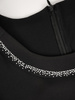 Elegancki czarny komplet, prosta sukienka z koronkowym żakietem 34977